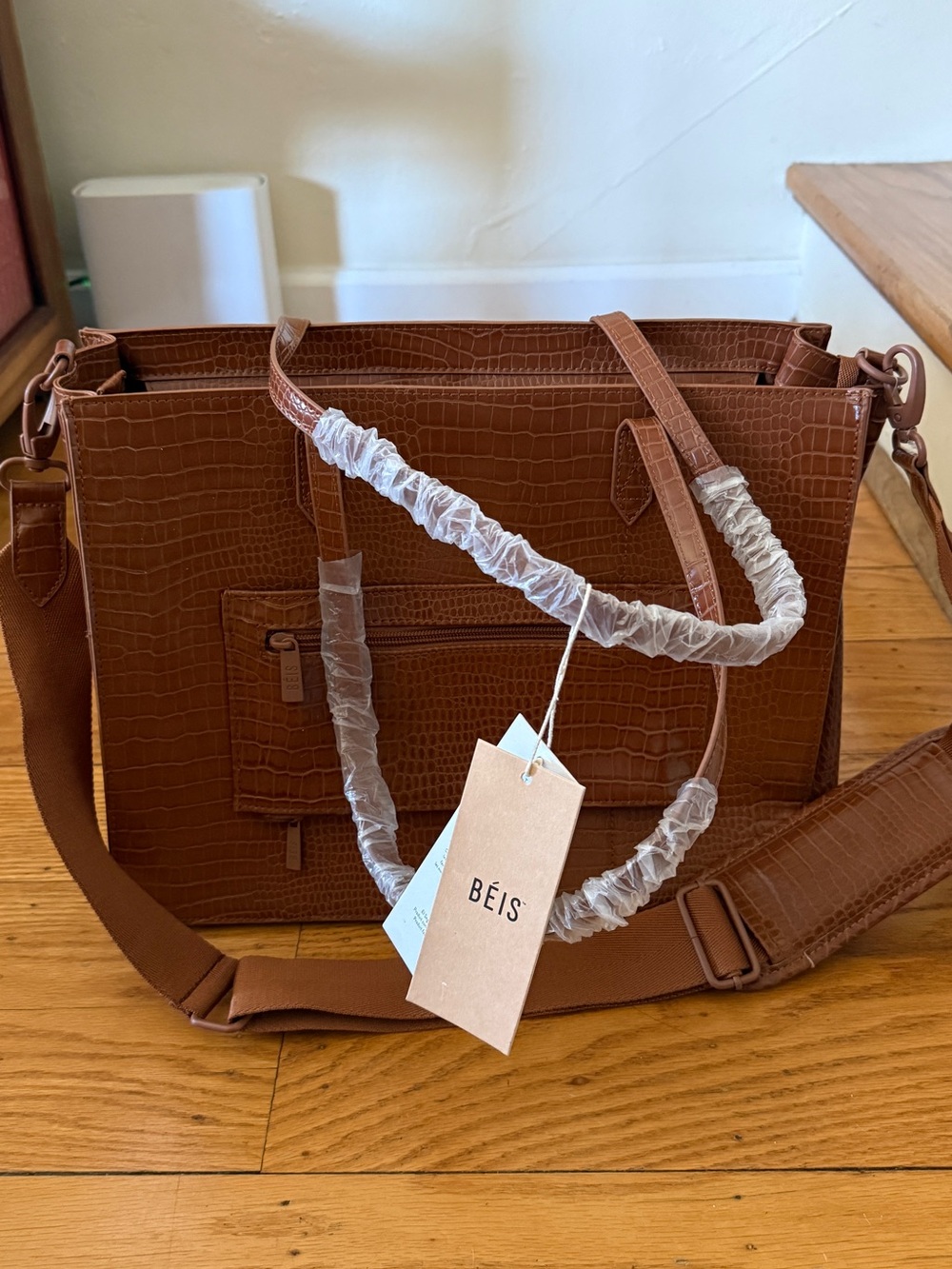 NWT BEIS | The Work Tote | Maple Croc - Picture 9 of 12